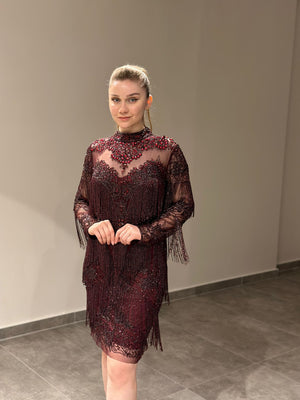 Balmain Abiye Kısa Bordo | MONOWELLA abiye