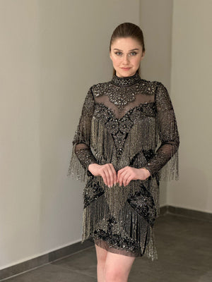 Balmain Abiye Kısa Siyah | MONOWELLA abiye
