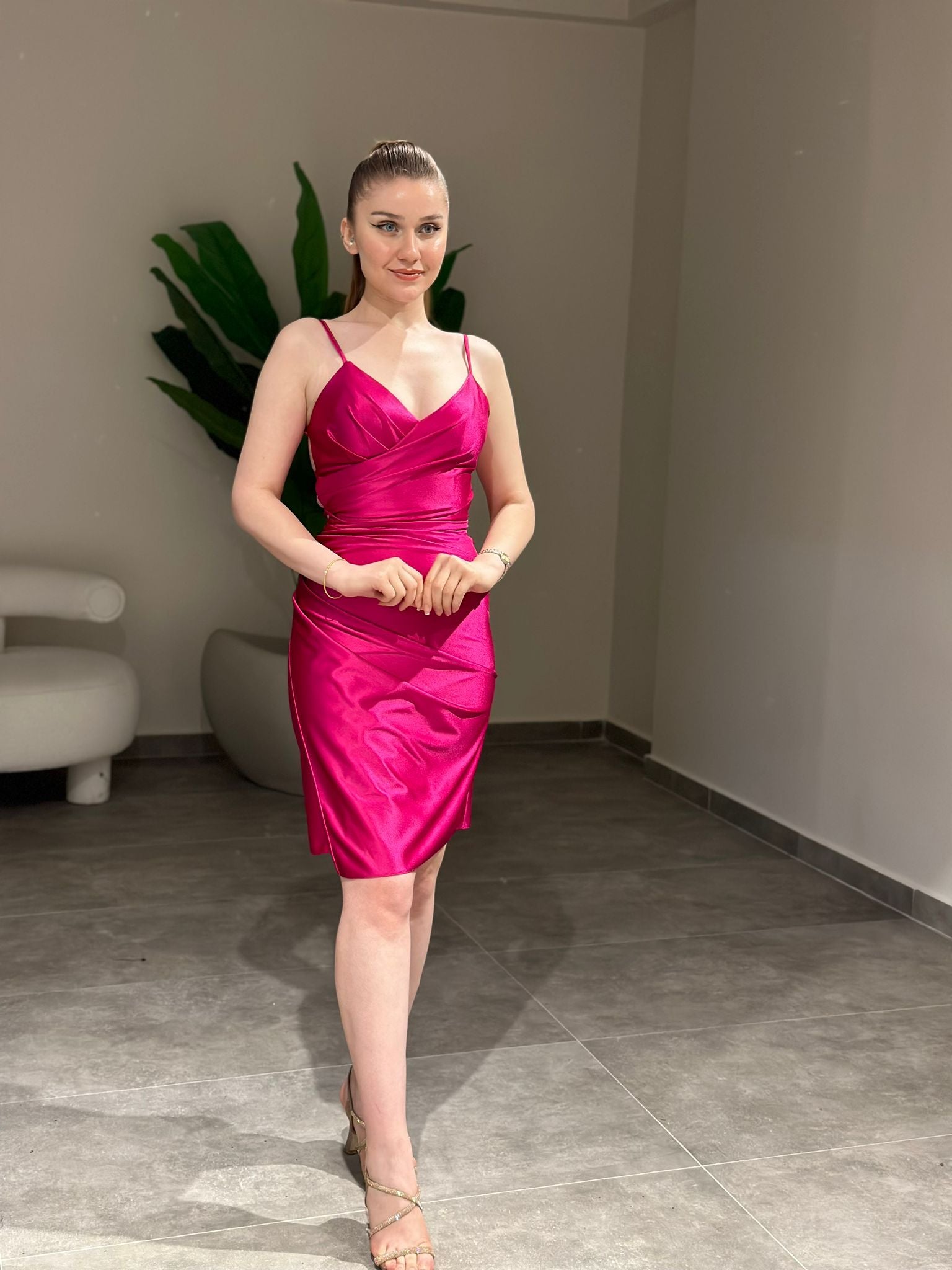 Belen Abiye Kısa Fuşya | MONOWELLA abiye